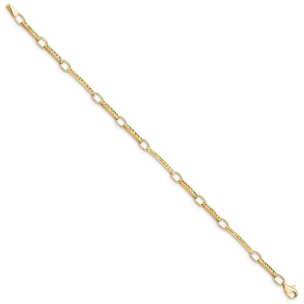 10k Polished and Textured Fancy Link Bracelet
