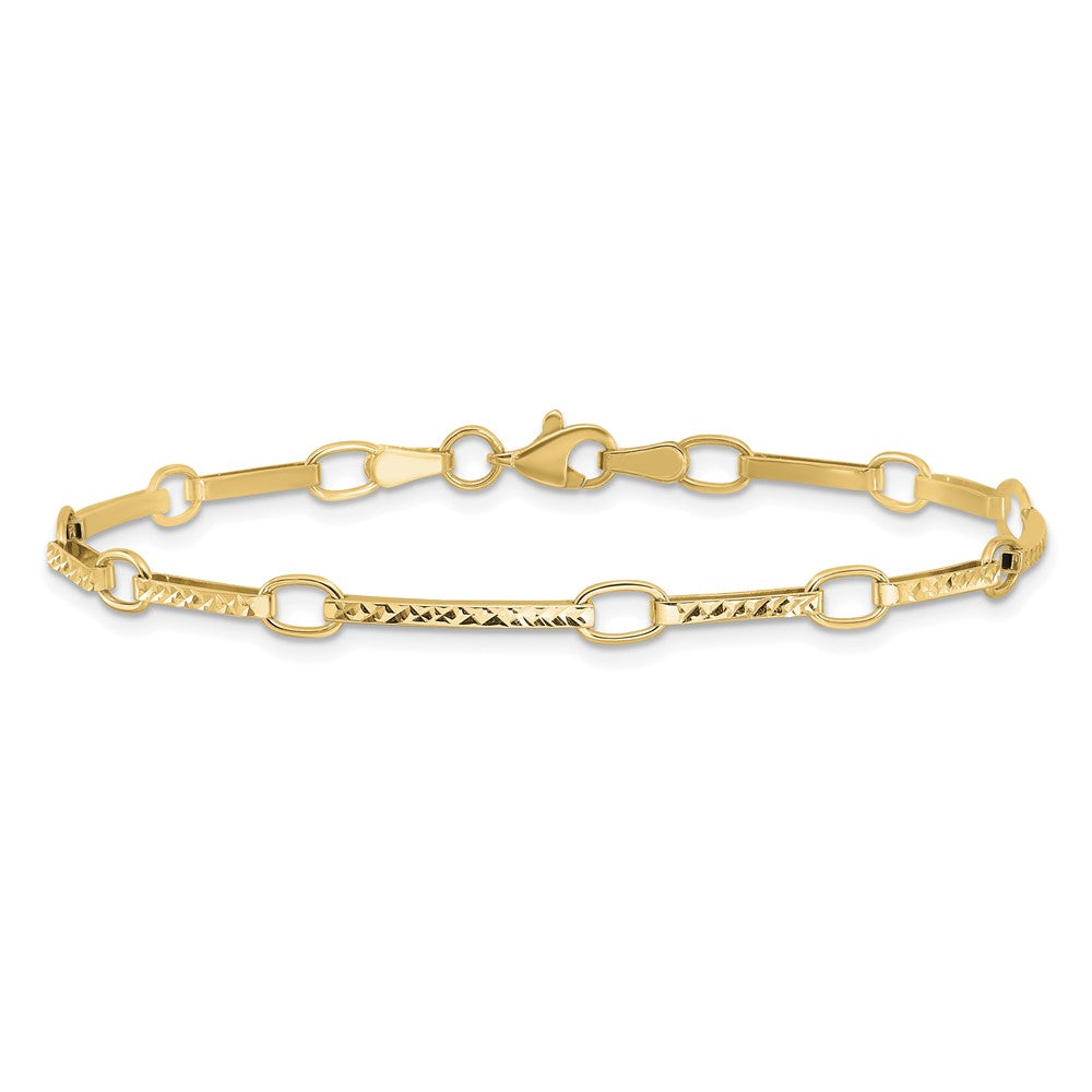 10k Polished and Textured Fancy Link Bracelet