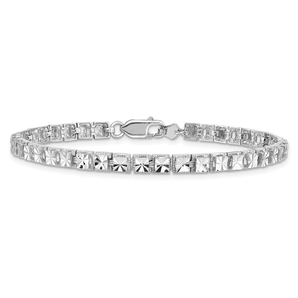 10K White Gold Diamond-Cut Bracelet