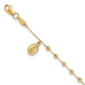 10K Polished Diamond-cut Miraculous Medal / Cross Rosary Design Bracelet