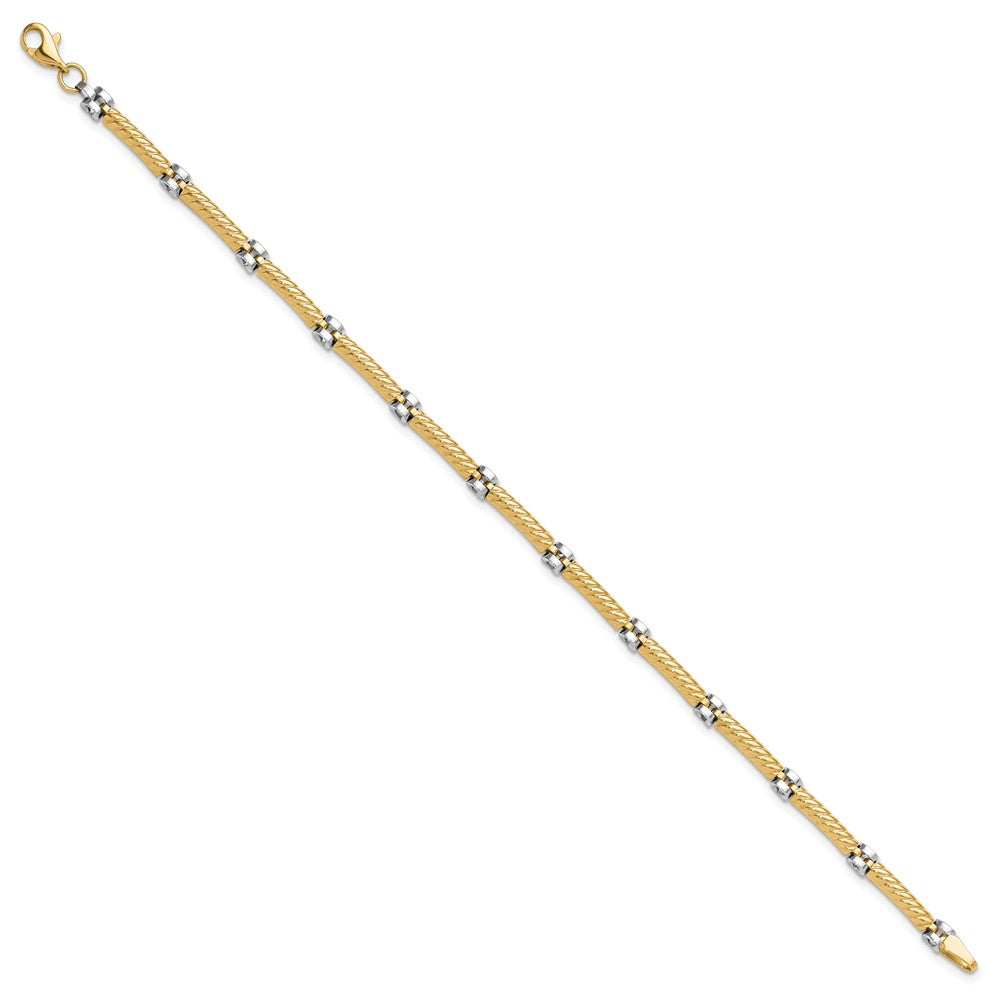 10K Two-tone Polished Fancy Link Bracelet