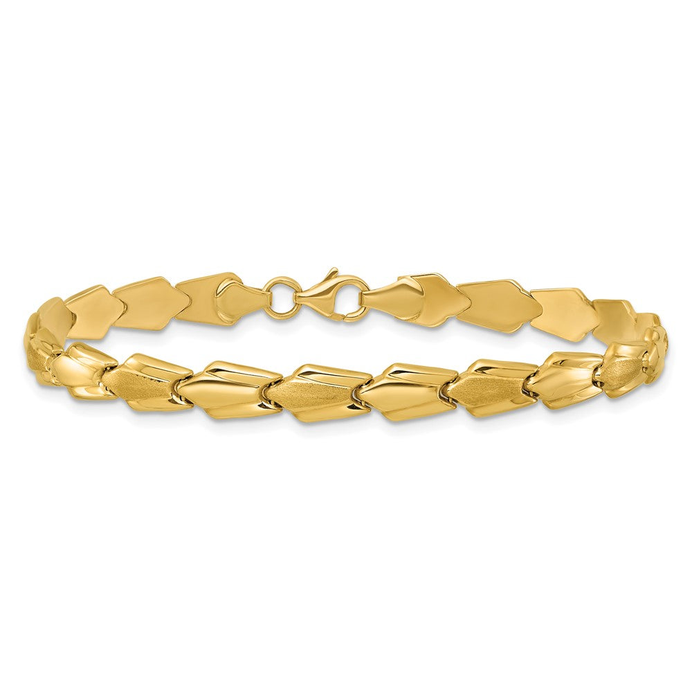 10K Polished & Satin Fancy Link 7.5 in Bracelet