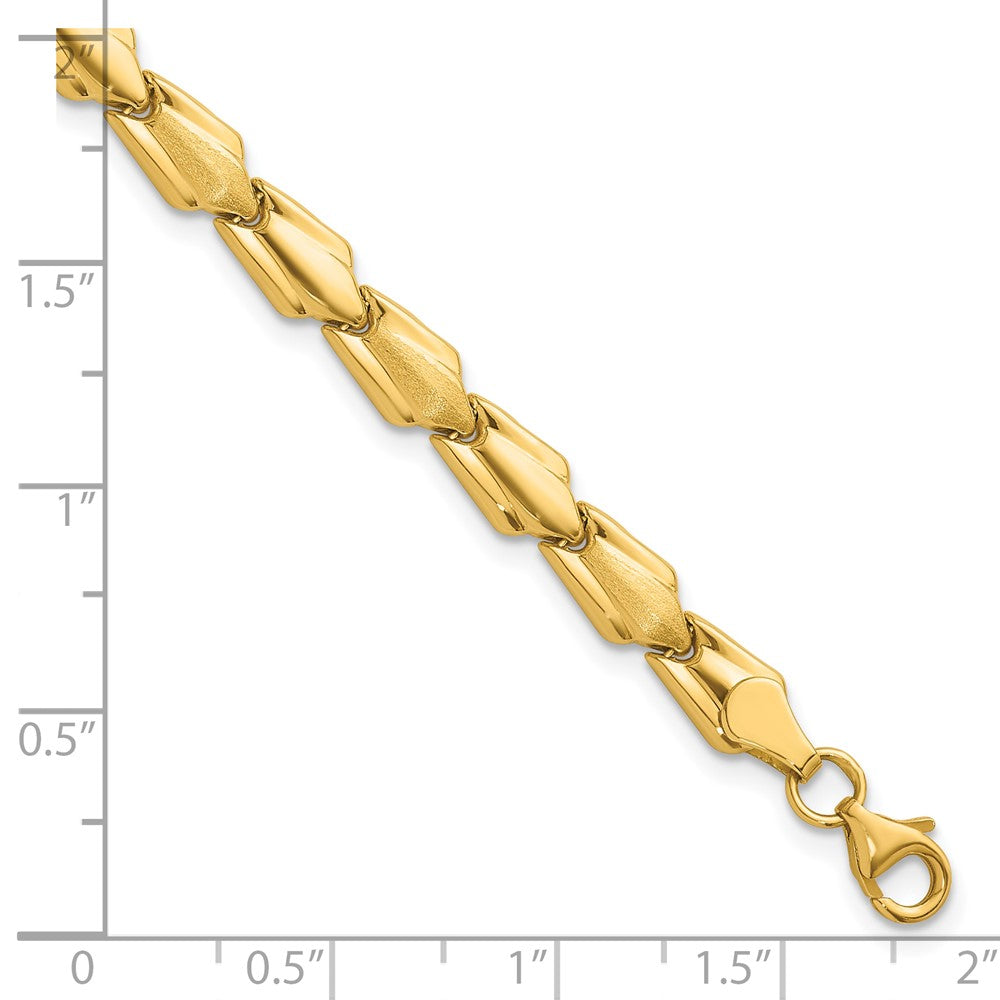 10K Polished & Satin Fancy Link 7.5 in Bracelet