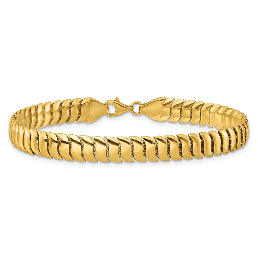 10K Polished Fancy Herringbone Link 7.5in Bracelet