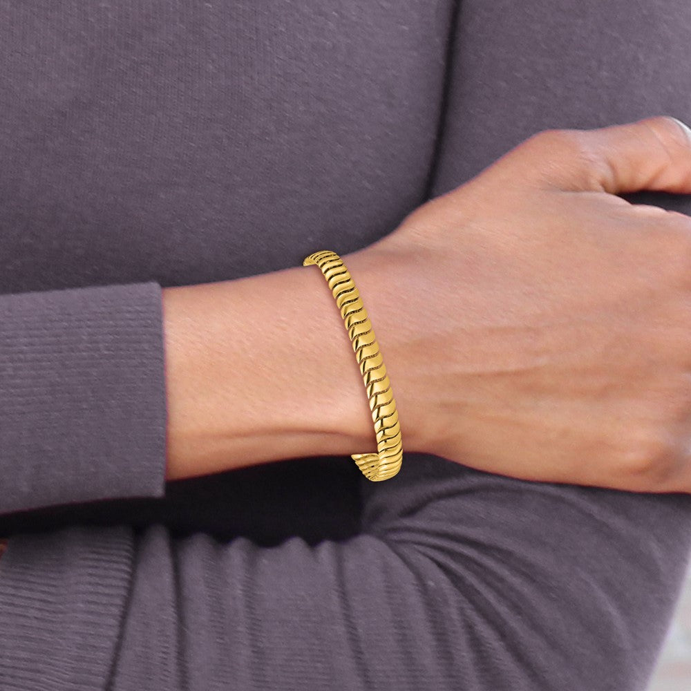 10K Polished Fancy Herringbone Link 7.5in Bracelet