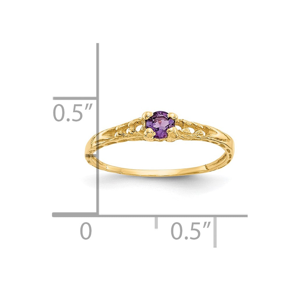 10k Madi K 3mm Amethyst Birthstone Baby Ring