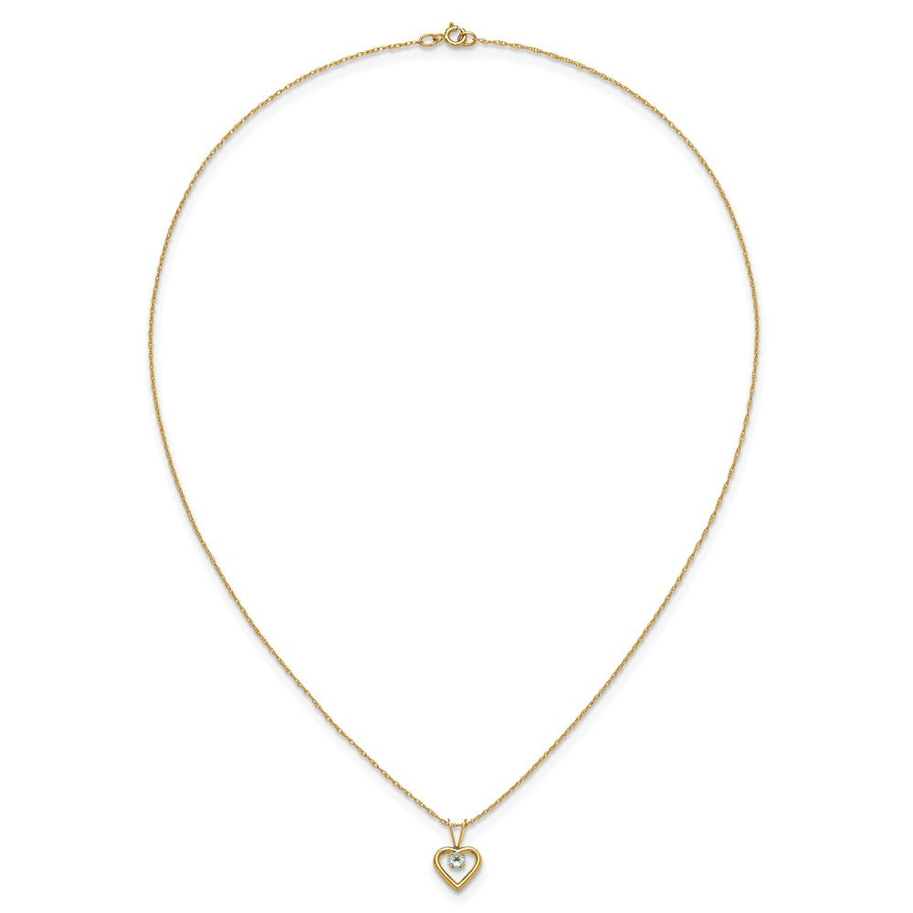 10k Madi K 3mm Aquamarine Heart Birthstone Necklace