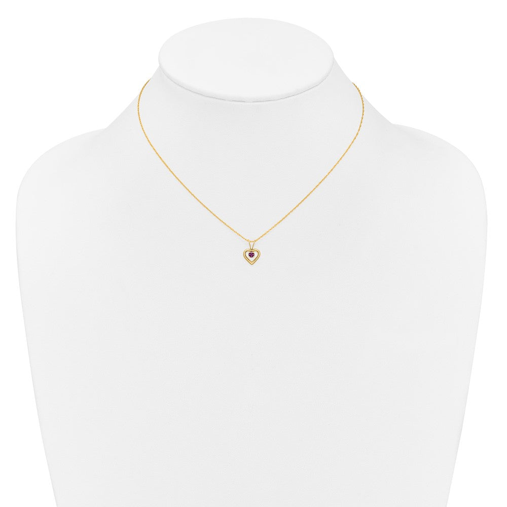 10k Madi K 3mm Rhodolite Garnet Heart Birthstone Necklace