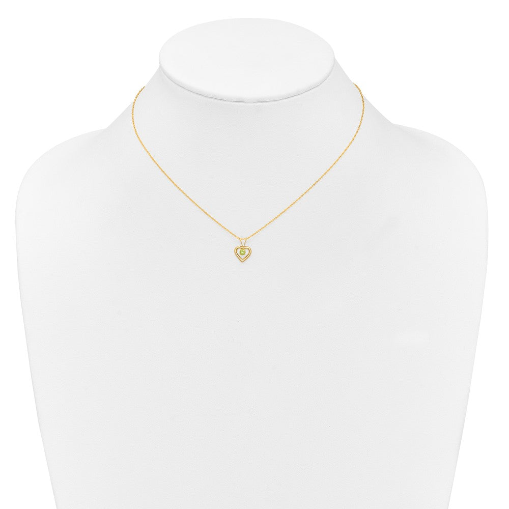 10k Madi K 3mm Peridot Heart Birthstone Necklace