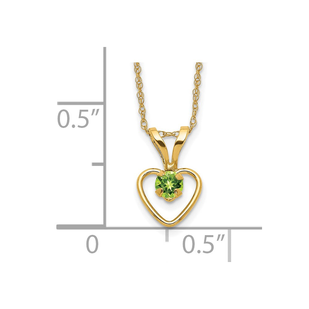 10k Madi K 3mm Peridot Heart Birthstone Necklace