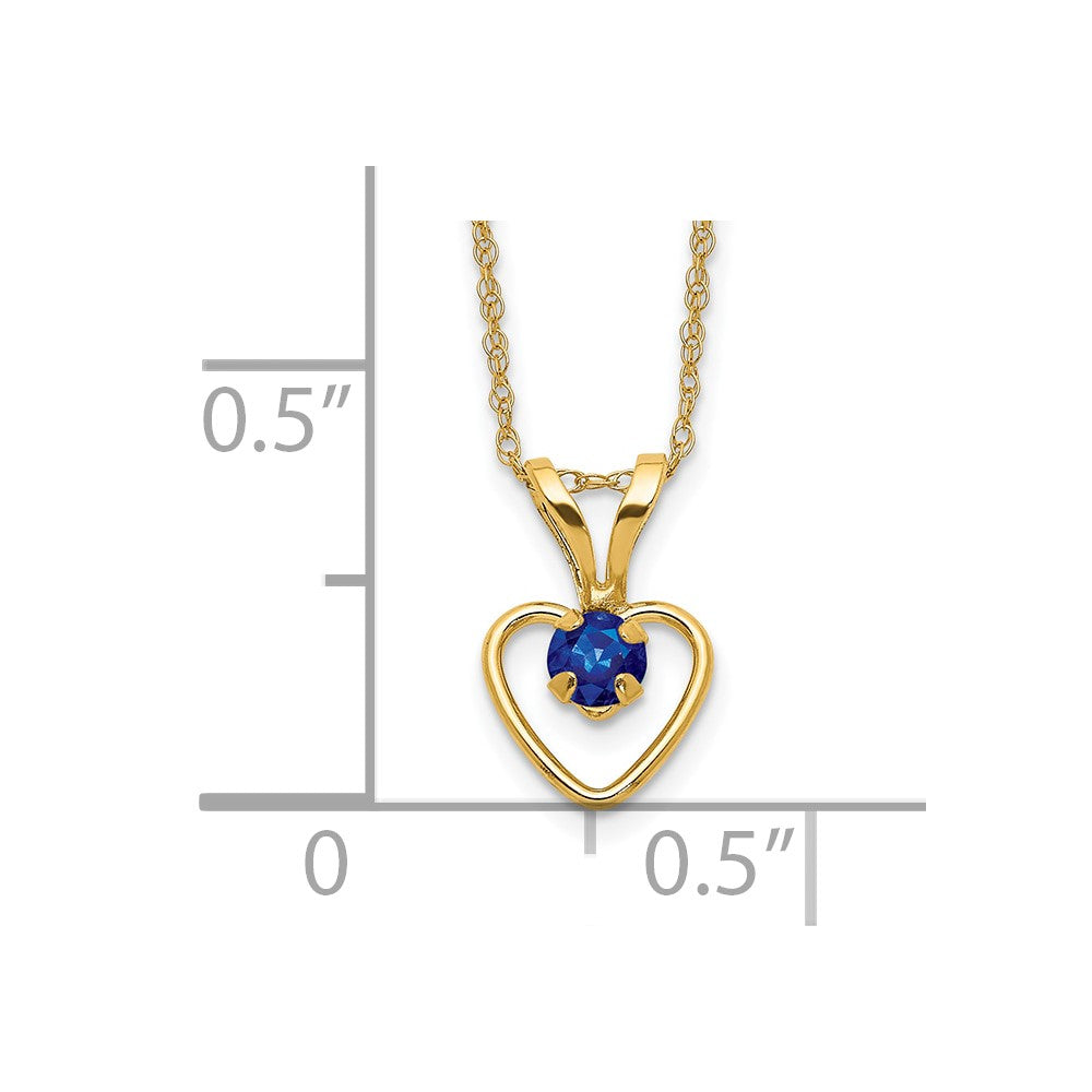 10k Madi K 3mm Sapphire Heart Birthstone Necklace