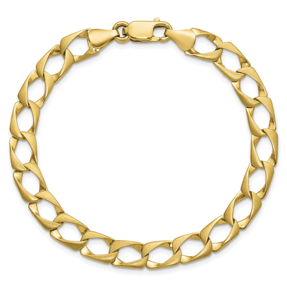 10k 7.4mm Satin & Diamond-cut Fancy Link Bracelet