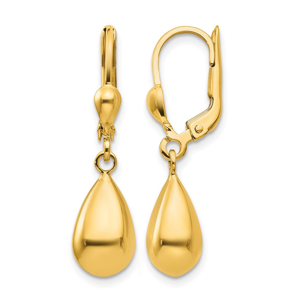10k Polished Fancy Dangle Leverback Earrings