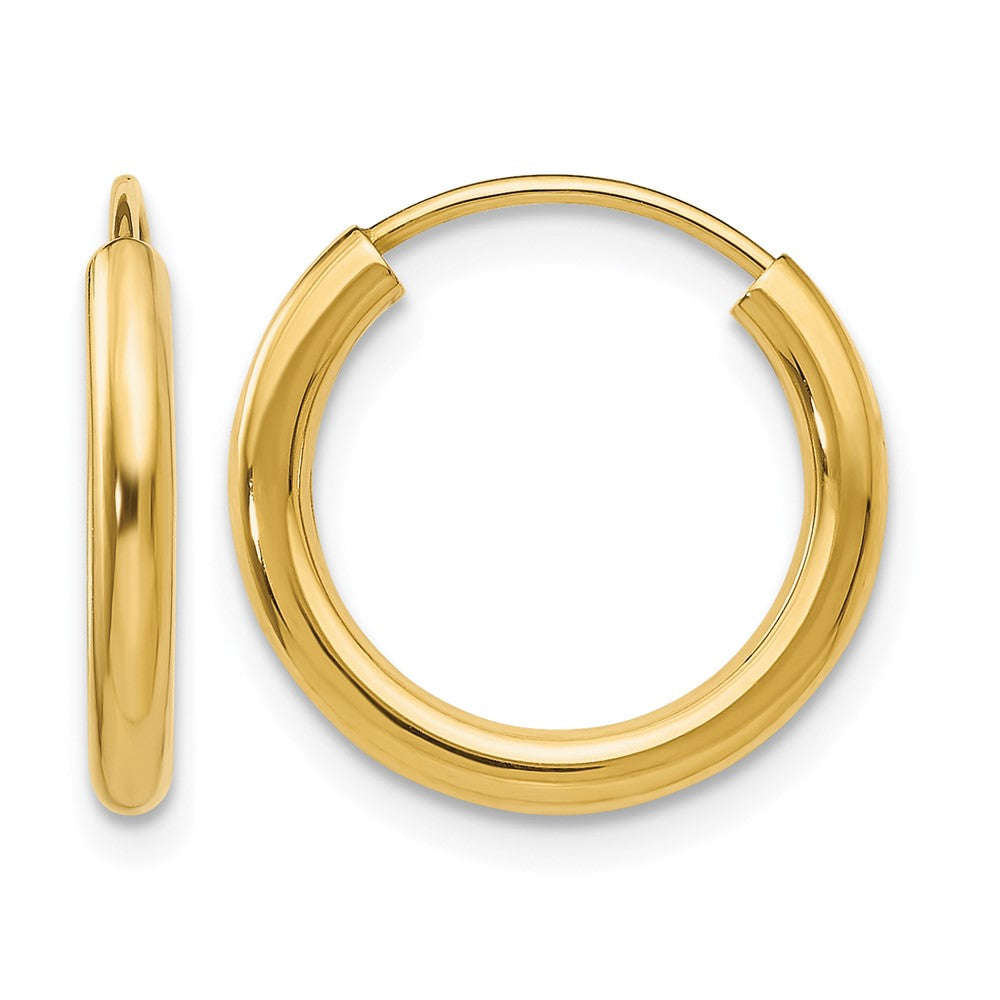 10k Polished Round Endless 2mm Hoop Earrings