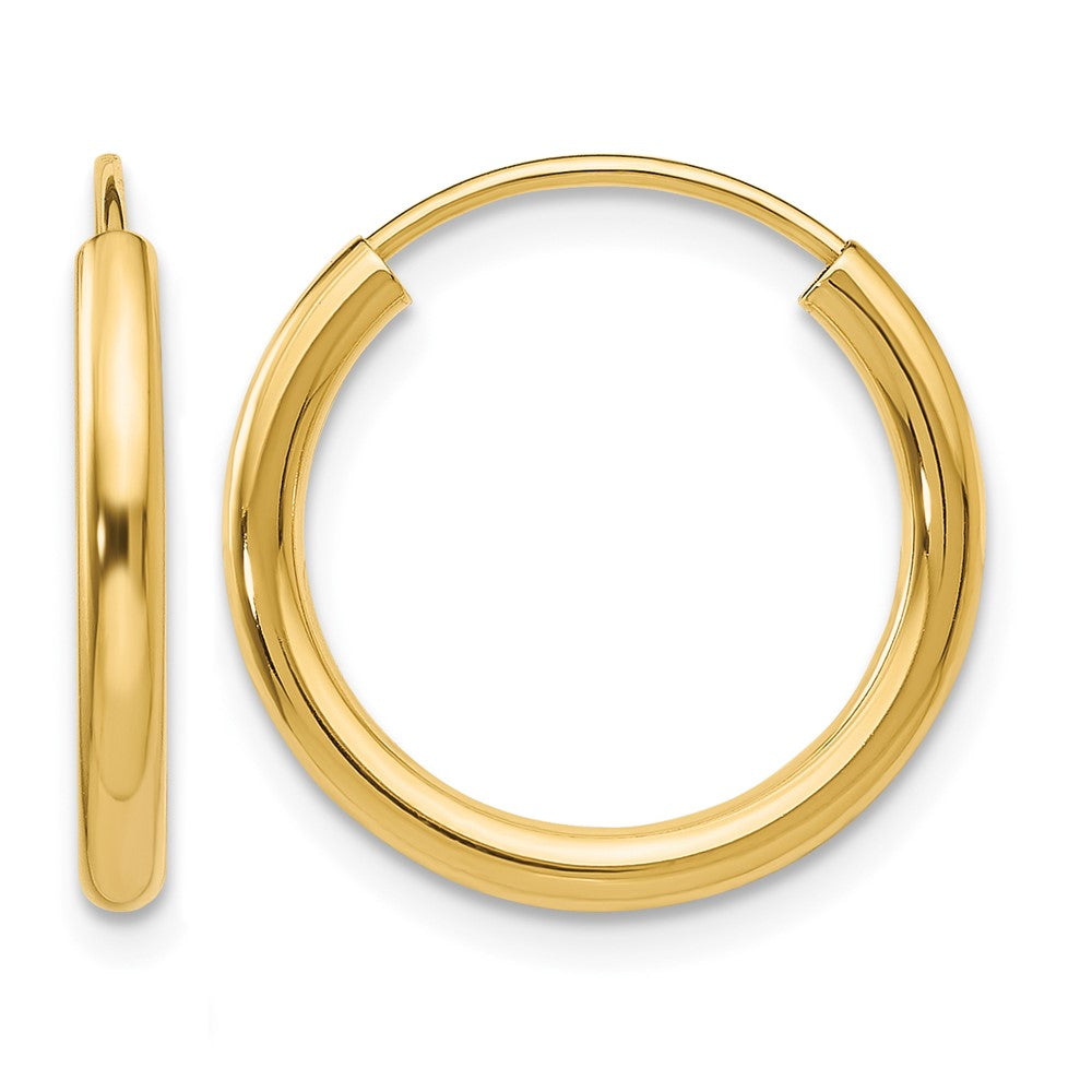 10k Polished Round Endless 2mm Hoop Earrings