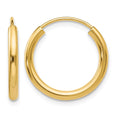10k Polished Round Endless 2mm Hoop Earrings