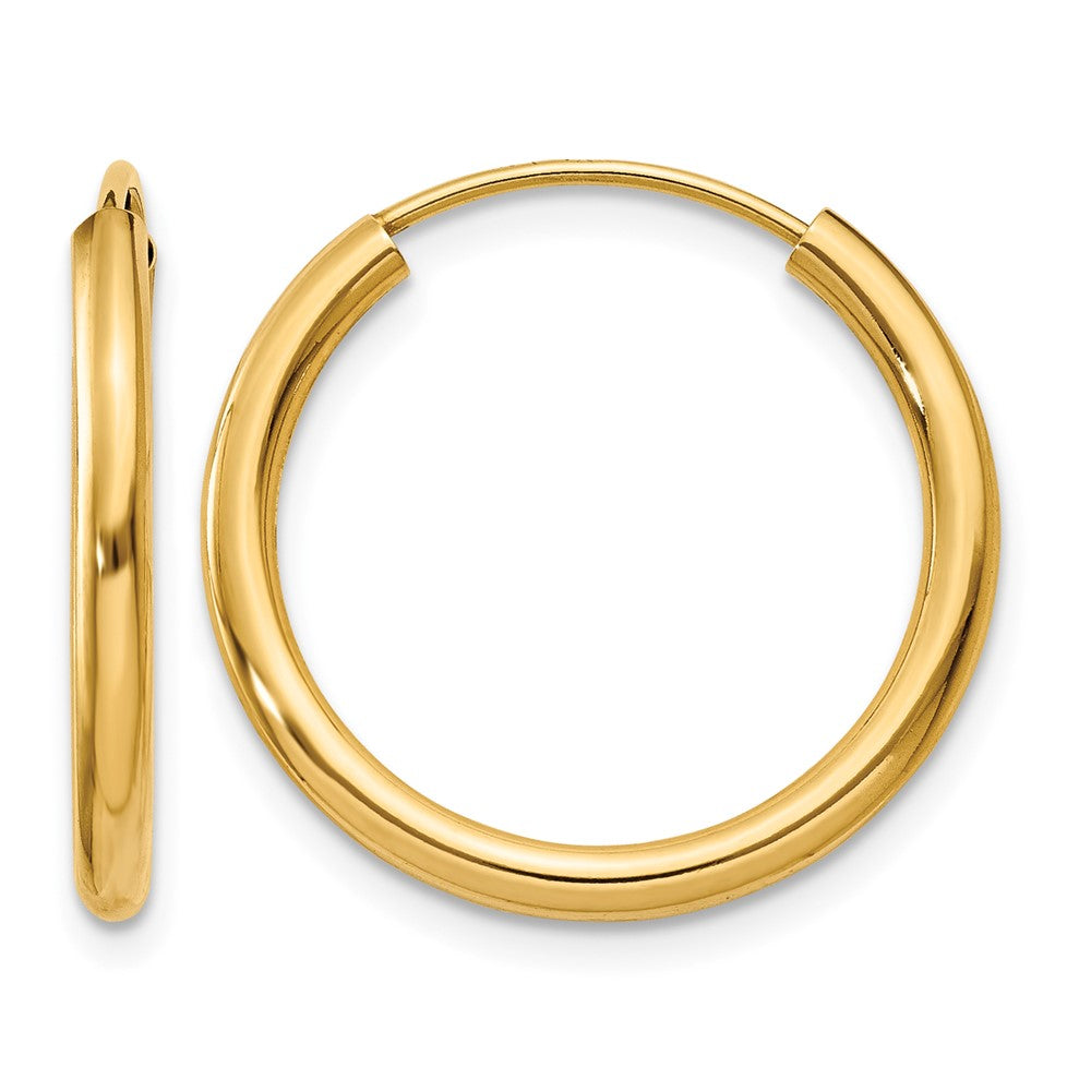 10k Polished Round Endless 2mm Hoop Earrings