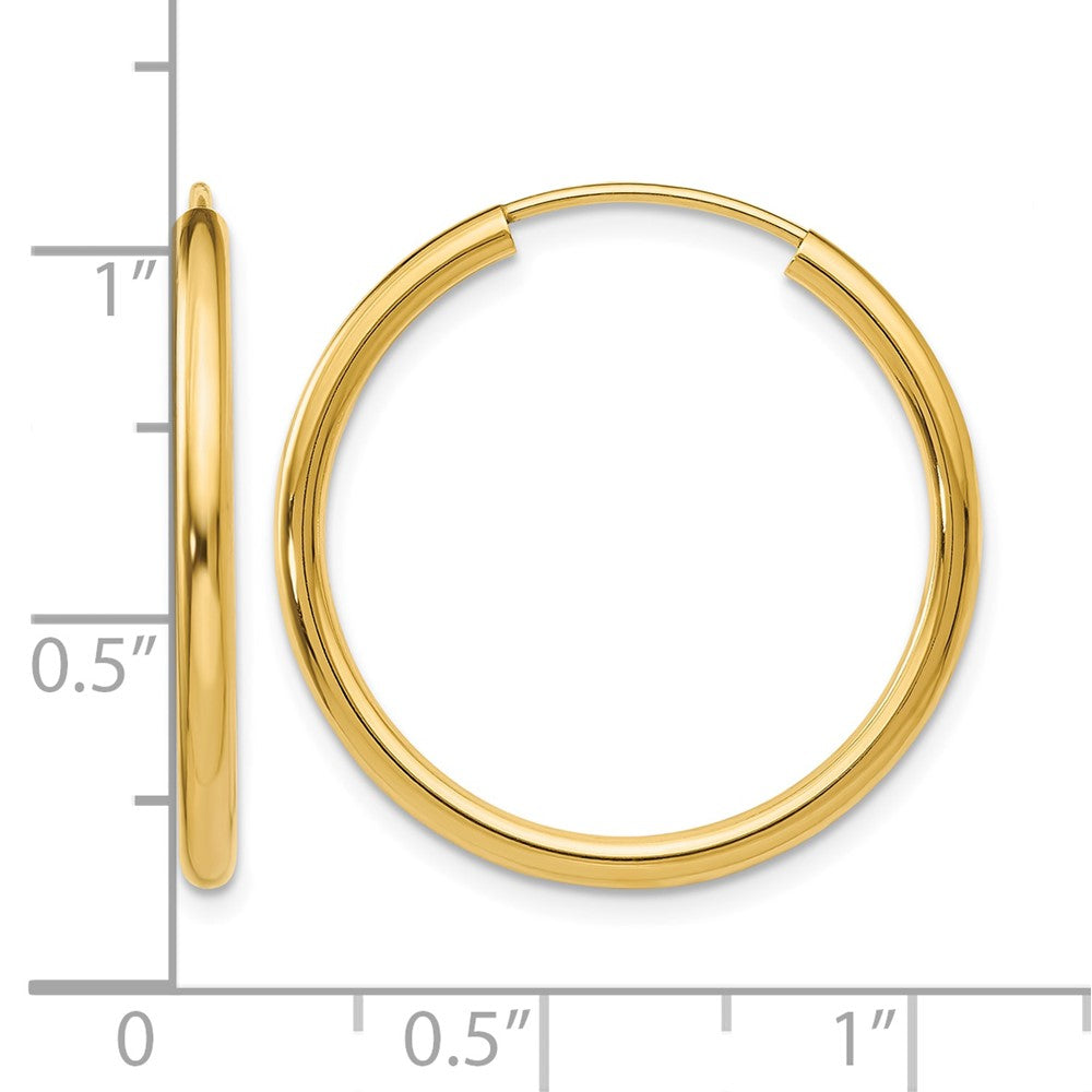 10k Polished Round Endless 2mm Hoop Earrings