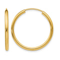 10k Polished Round Endless 2mm Hoop Earrings