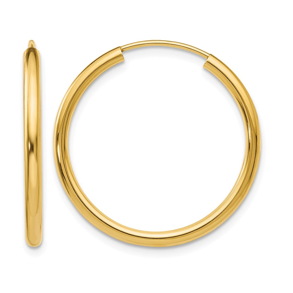 10k Polished Round Endless 2mm Hoop Earrings