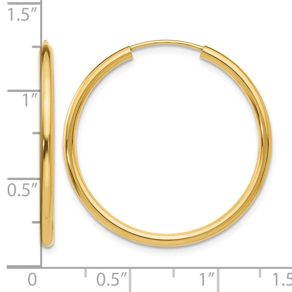 10k Polished Round Endless 2mm Hoop Earrings