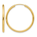 10k Polished Round Endless 2mm Hoop Earrings