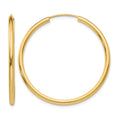 10k Polished Round Endless 2mm Hoop Earrings