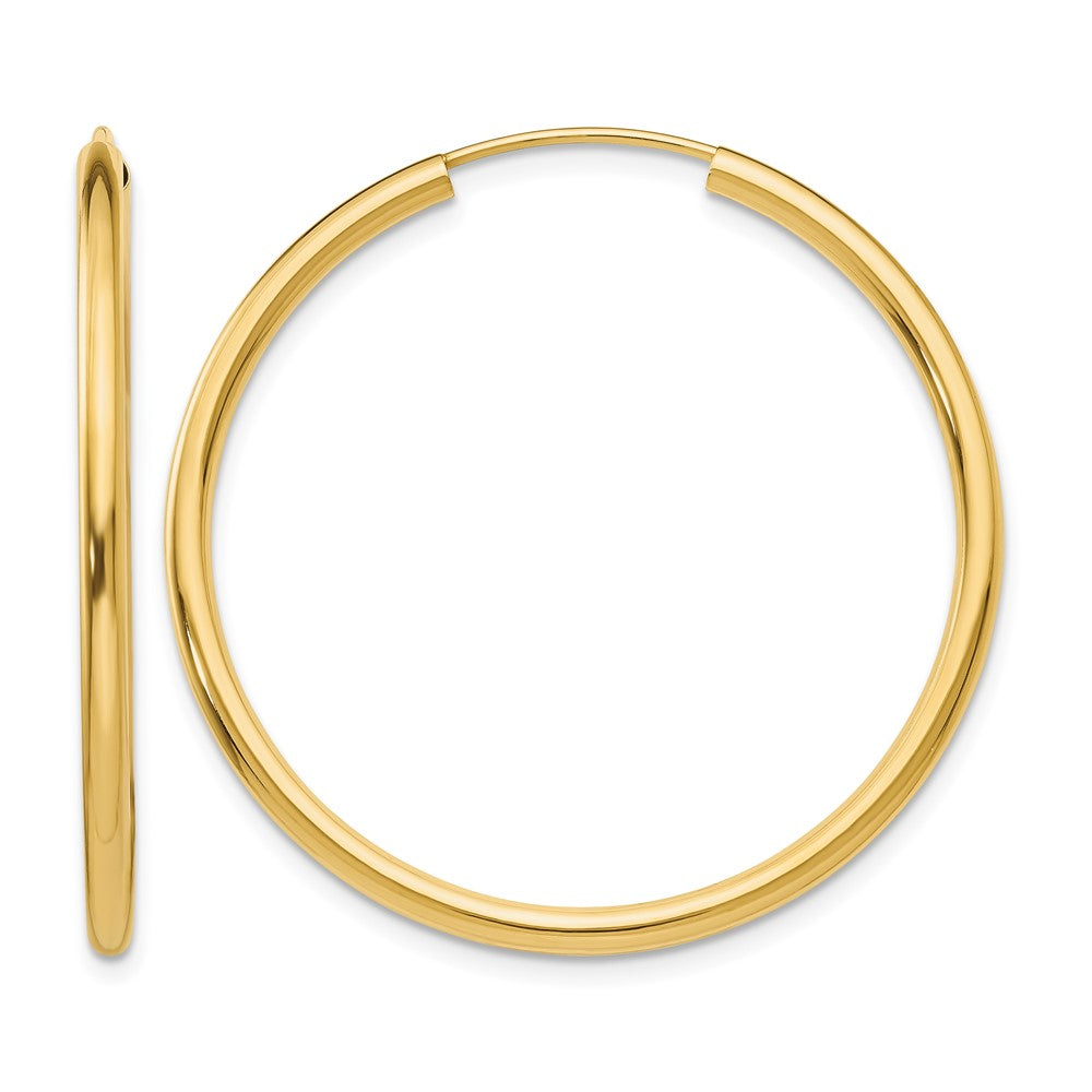 10k Polished Round Endless 2mm Hoop Earrings
