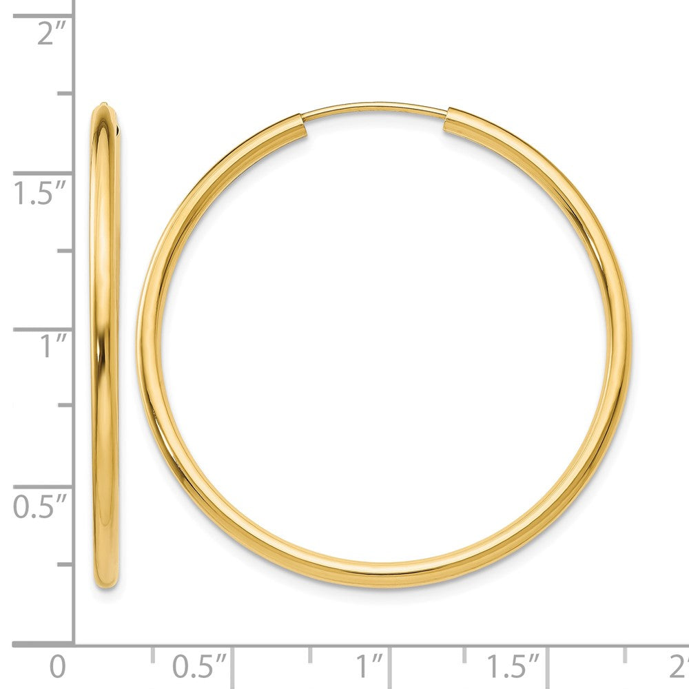 10k Polished Round Endless 2mm Hoop Earrings