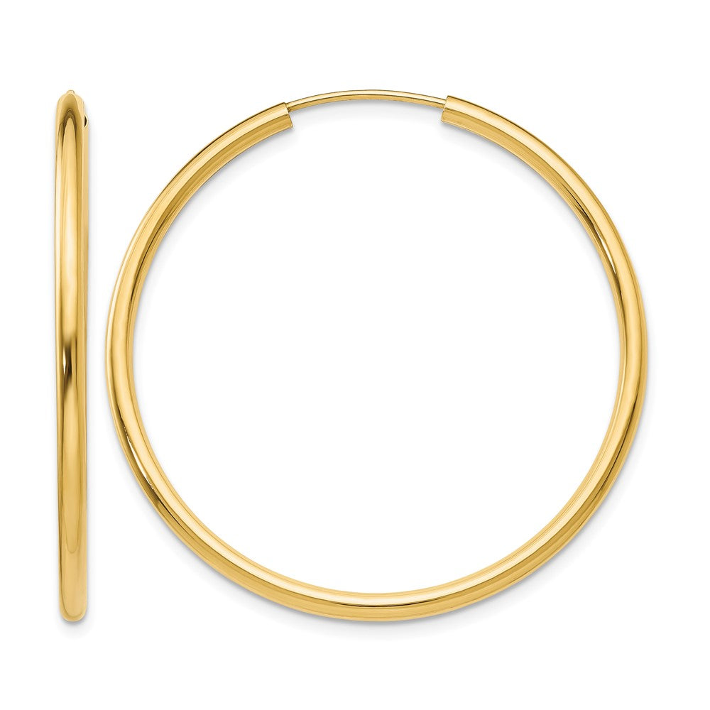 10k Polished Round Endless 2mm Hoop Earrings