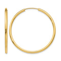 10k Polished Round Endless 2mm Hoop Earrings