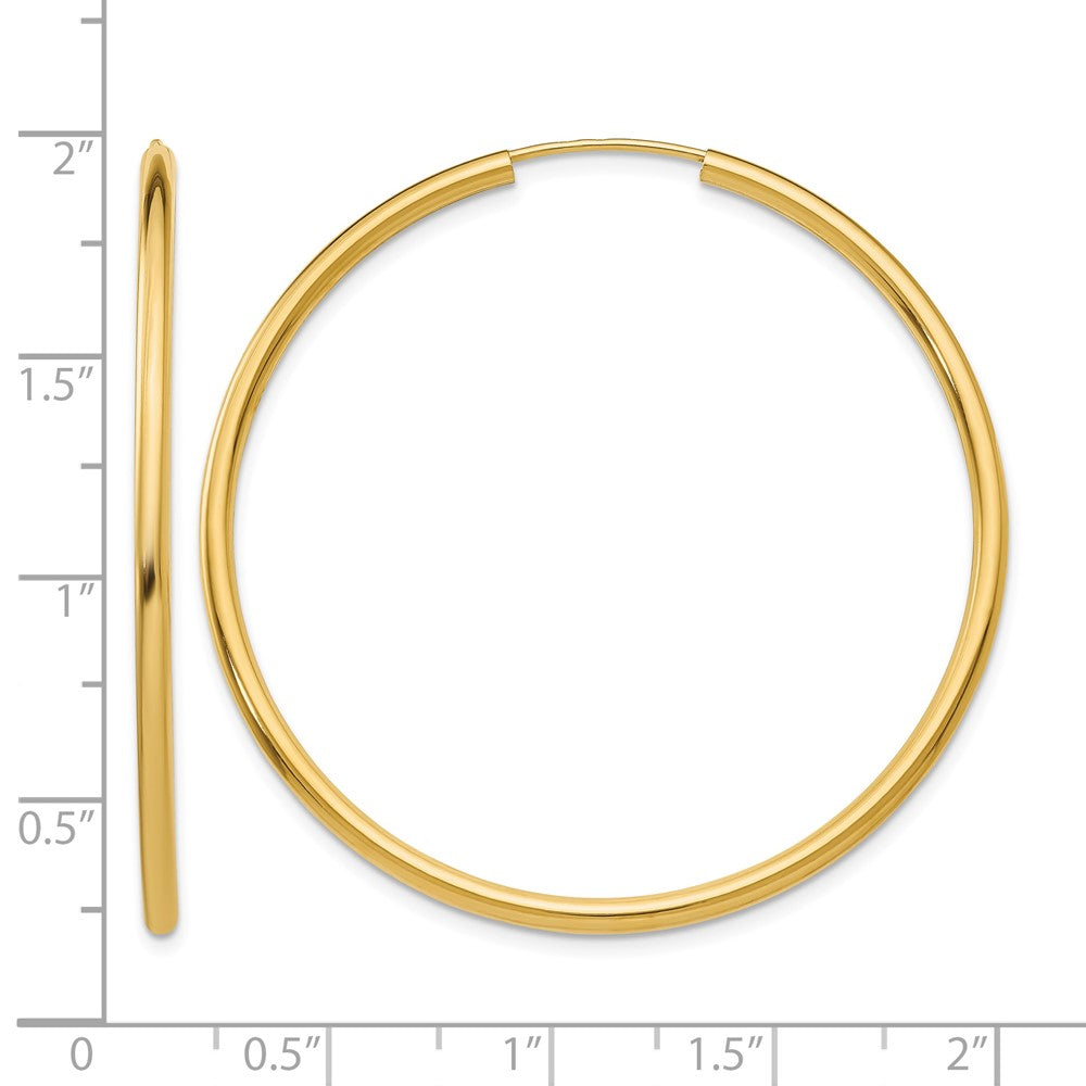 10k Polished Round Endless 2mm Hoop Earrings