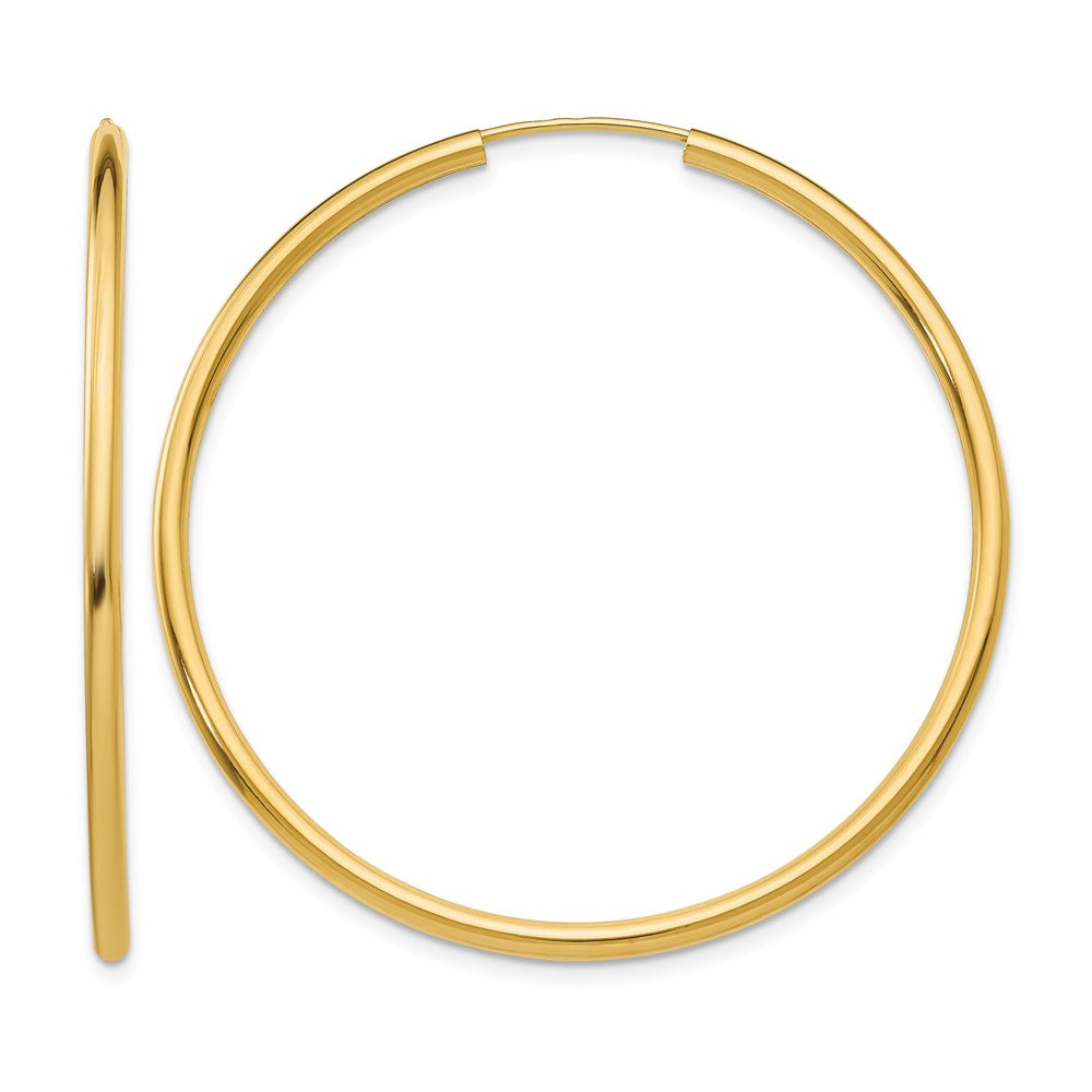 10k Polished Round Endless 2mm Hoop Earrings