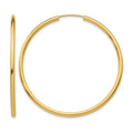 10k Polished Round Endless 2mm Hoop Earrings