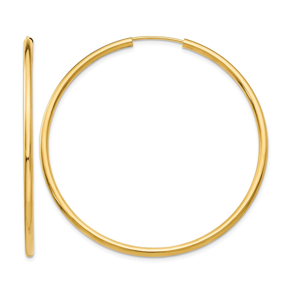 10k Polished Round Endless 2mm Hoop Earrings
