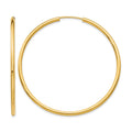 10k Polished Round Endless 2mm Hoop Earrings