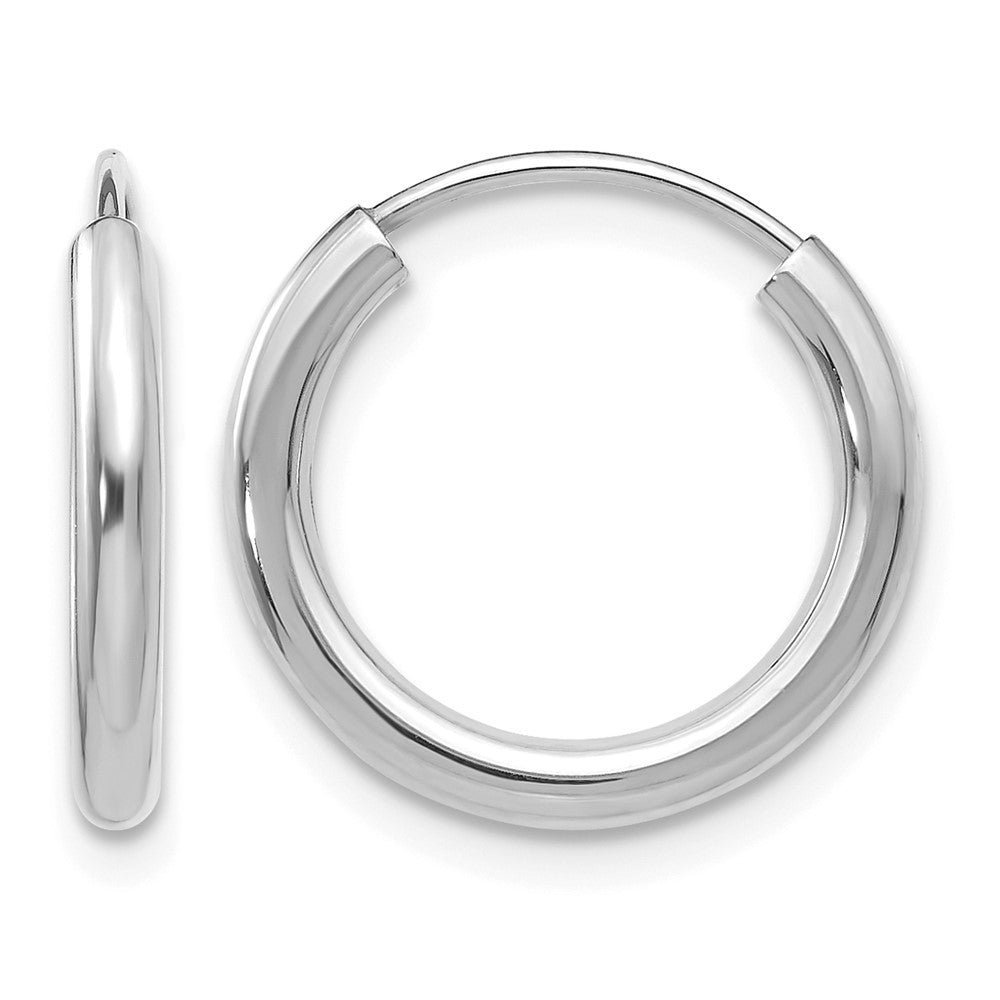 10k White Gold Polished Endless 2mm Hoop Earrings