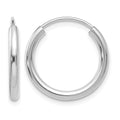 10k White Gold Polished Endless 2mm Hoop Earrings