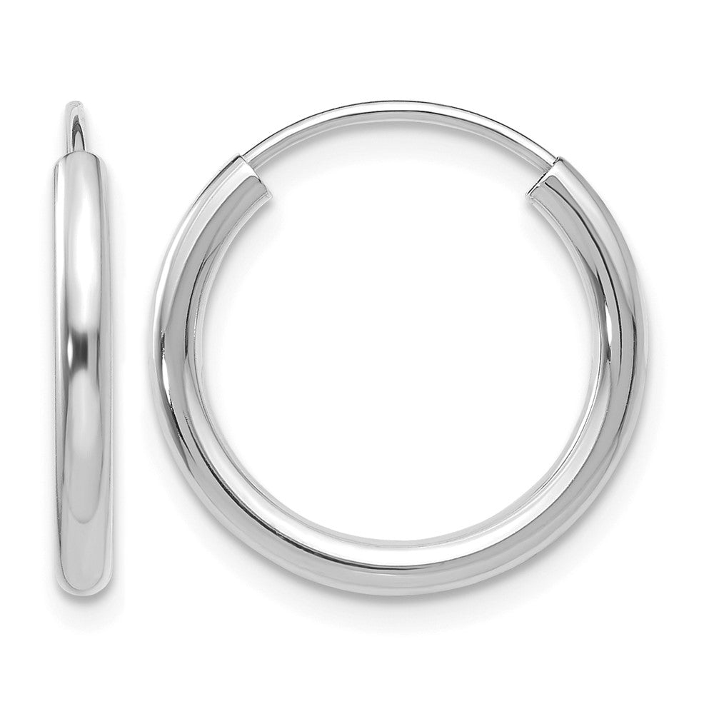 10k White Gold Polished Endless 2mm Hoop Earrings