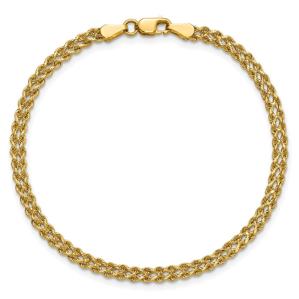 10k 3.0mm Wide Double Strand Rope Bracelet