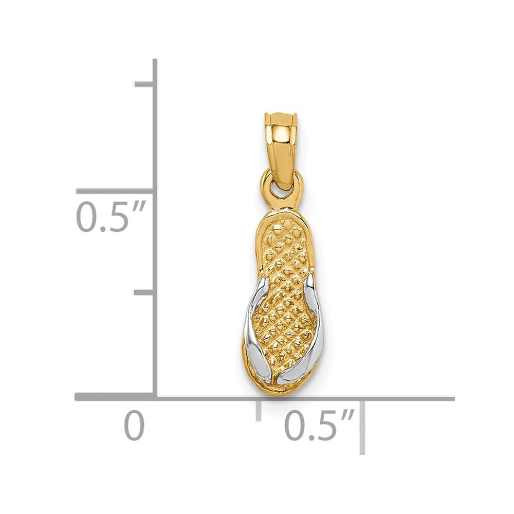 10k & Rhodium Single Flip-Flop Pendant