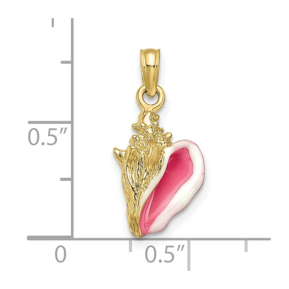 10k Enameled 3-D Conch Shell Pendant