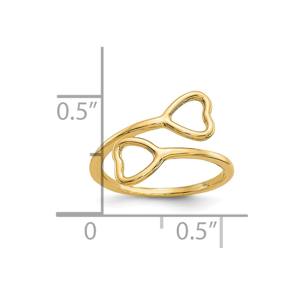 10K Double Heart Toe Ring