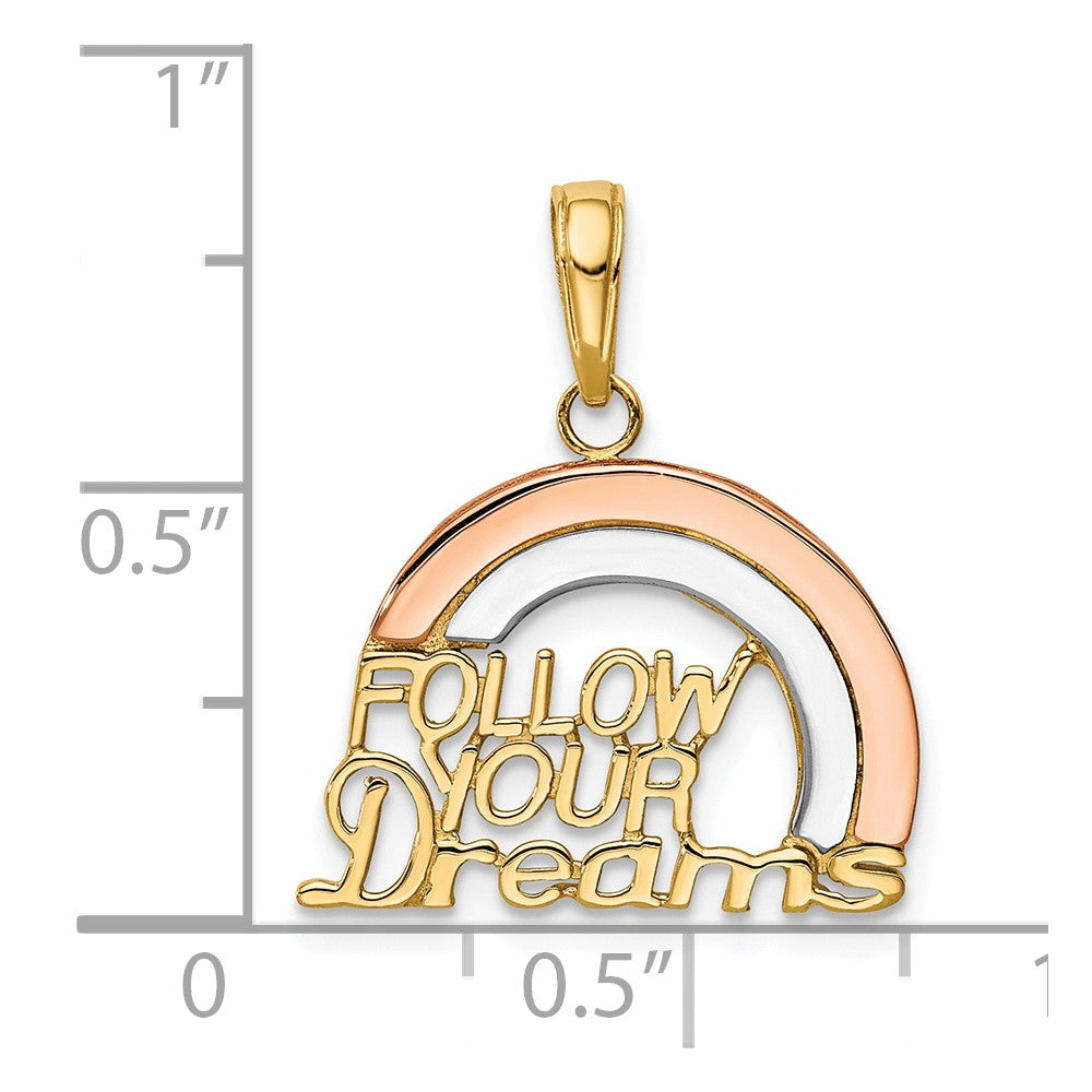 10k Y&Rose Gold W/Rhodium Follow Your Dreams Rainbow Pendant