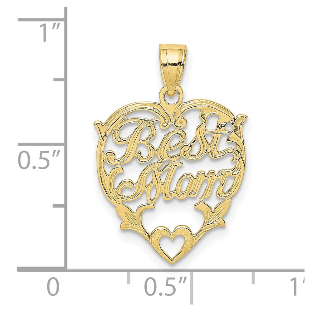 10k BEST MOM Heart Charm