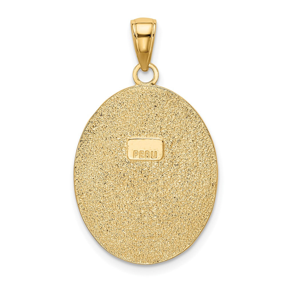10k Fleur-De-Lis on Oval Disk Pendant