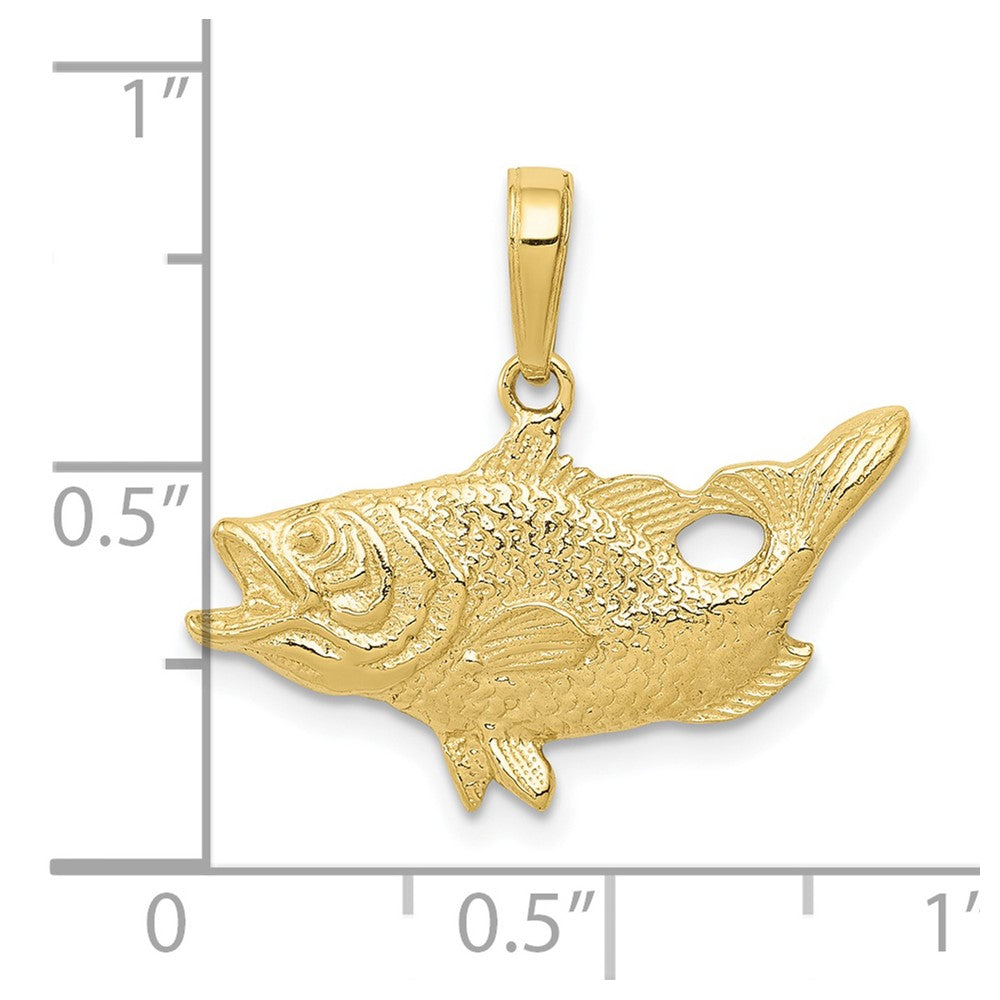 10k Open Mouthed Bass Fish Pendant