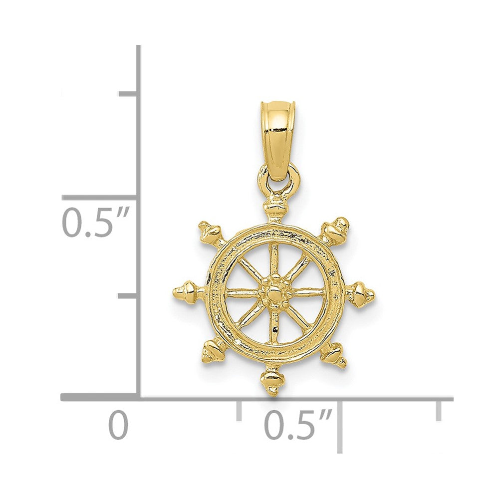 10K Ship Wheel Pendant
