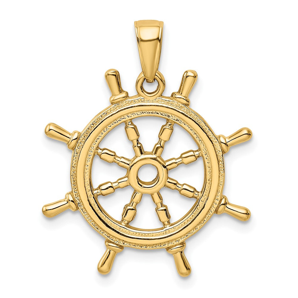 10K 3D Ships Wheel Pendant
