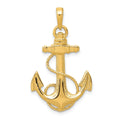 10k Anchor w/Rope Pendant